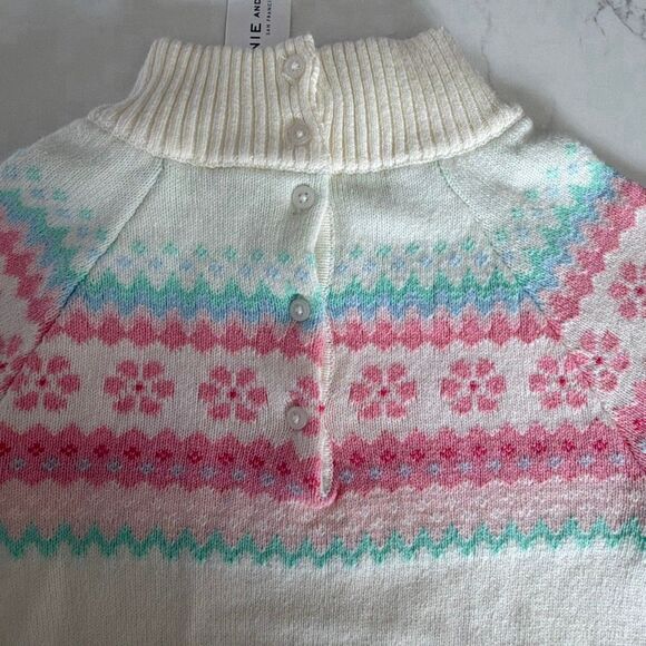 Janie and Jack The Flower Fair Isle Sweater Cream & Sugar Fair Isle Size 10 - Picture 9 of 10